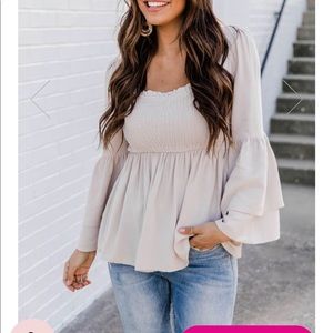 Pink lily boutique Taupe top